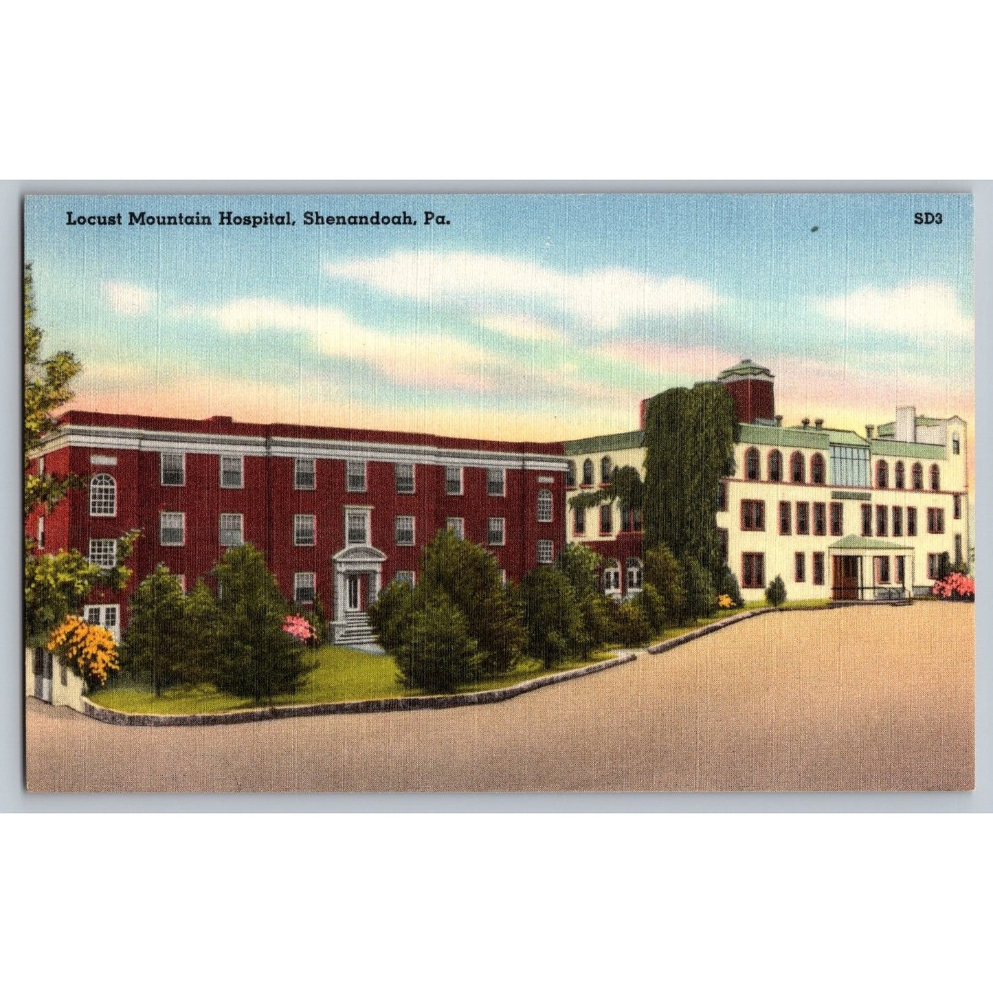 Shenandoah Pennsylvania PA Locust Mountain Hospital Linen Postcard