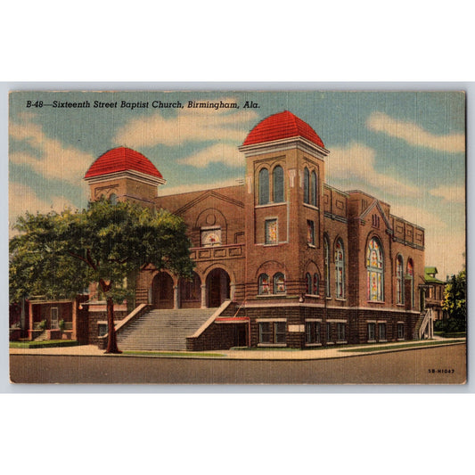 Birmingham AL Alabama Sixteenth Street Baptist Church Linen Postcard Unused