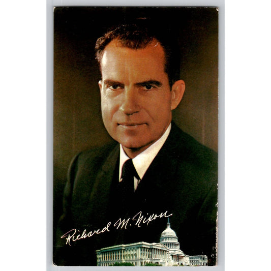 Portrait Richard M. Nixon Capitol Building Chrome Postcard Unused