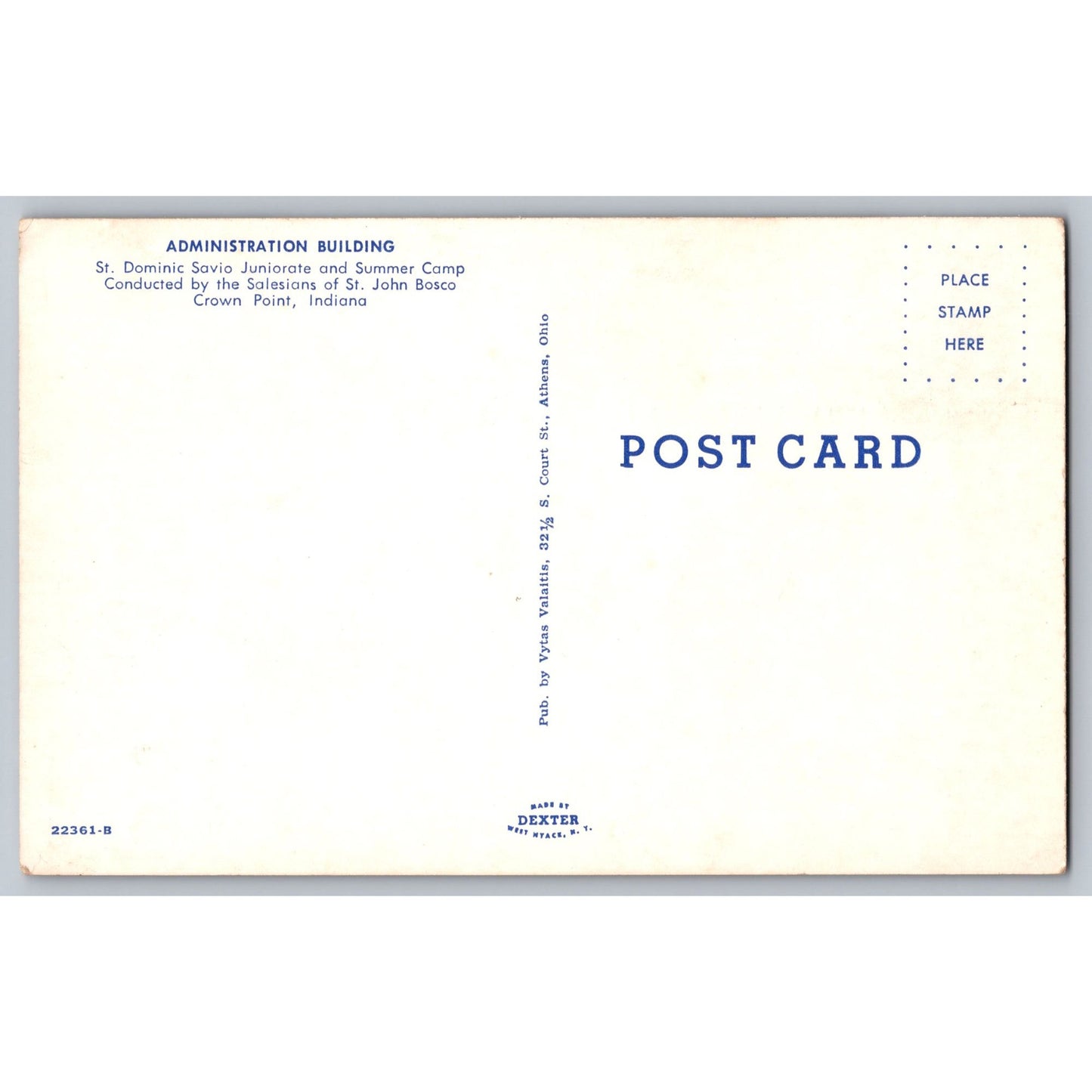 Crown Point IN Indiana St Dominic Savio Juniorate Summer Camp Chrome Postcard