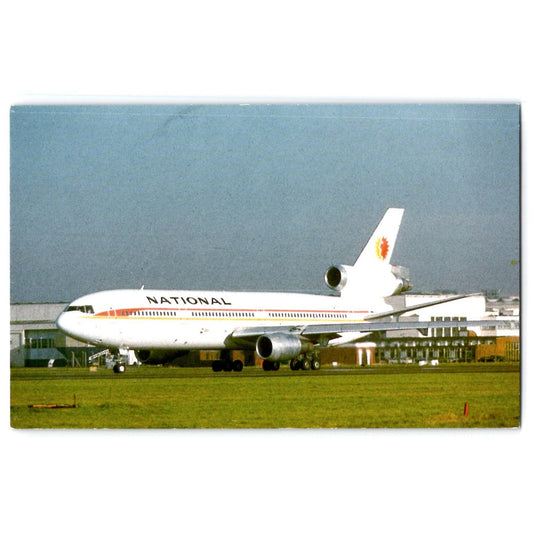 Airplane National Airlines McDonnell Douglas DC-10-30 Heathrow Airport Postcard