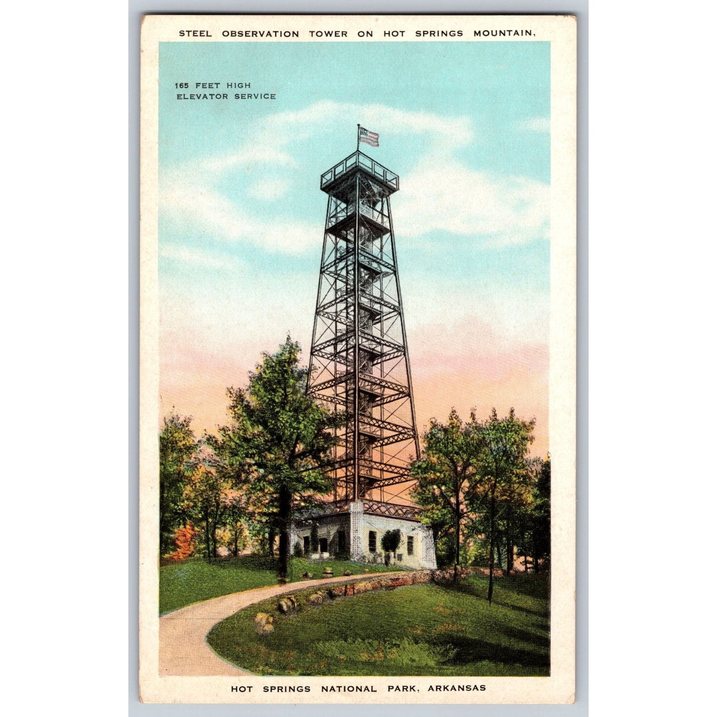 Postcard AR Arkansas Hot Springs National Park Steel Observation Tower 1920s