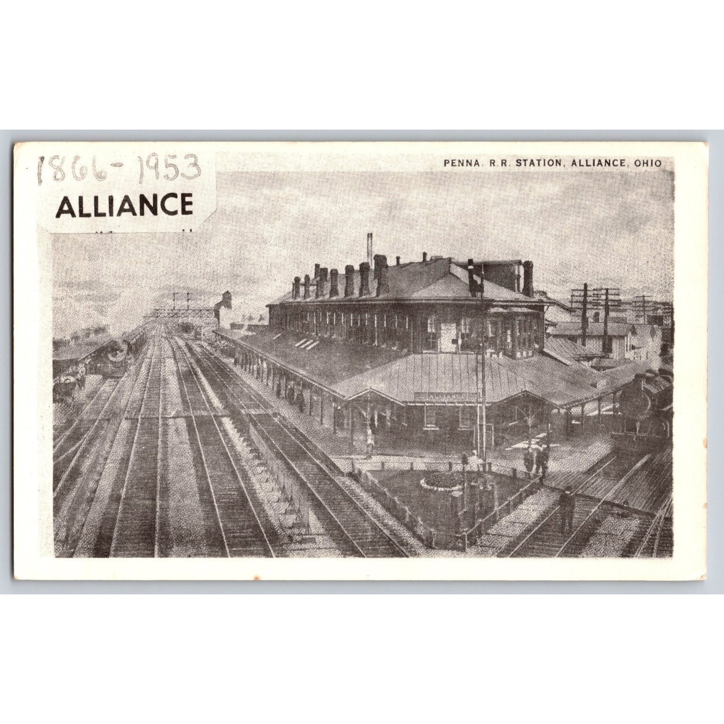 Alliance OH Ohio Penn Railroad Station 1866-1953 Postcard Unused
