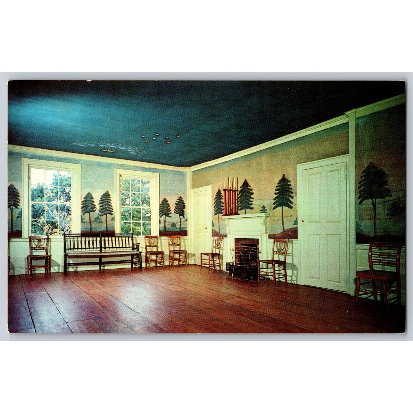 Old Sturbridge MA Massachusetts Masonic Meeting Room Chrome Postcard Unused