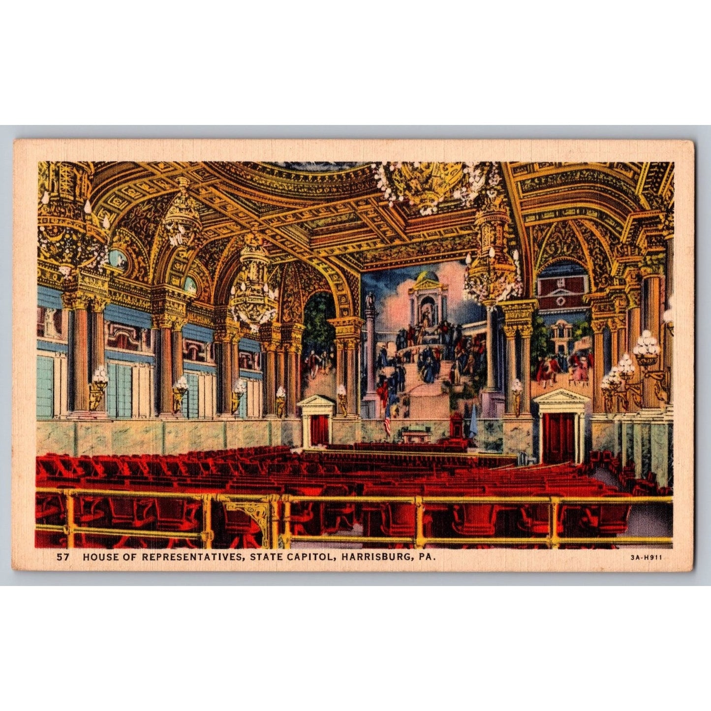 Harrisburg PA Pennsylvania House of Representatives State White Border Postcard