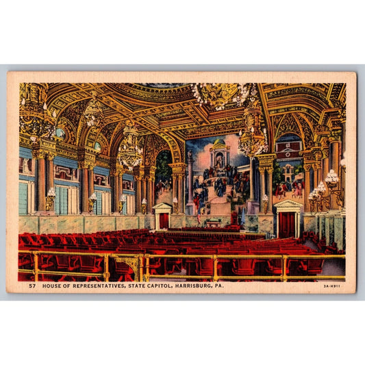 Harrisburg PA Pennsylvania House of Representatives State White Border Postcard