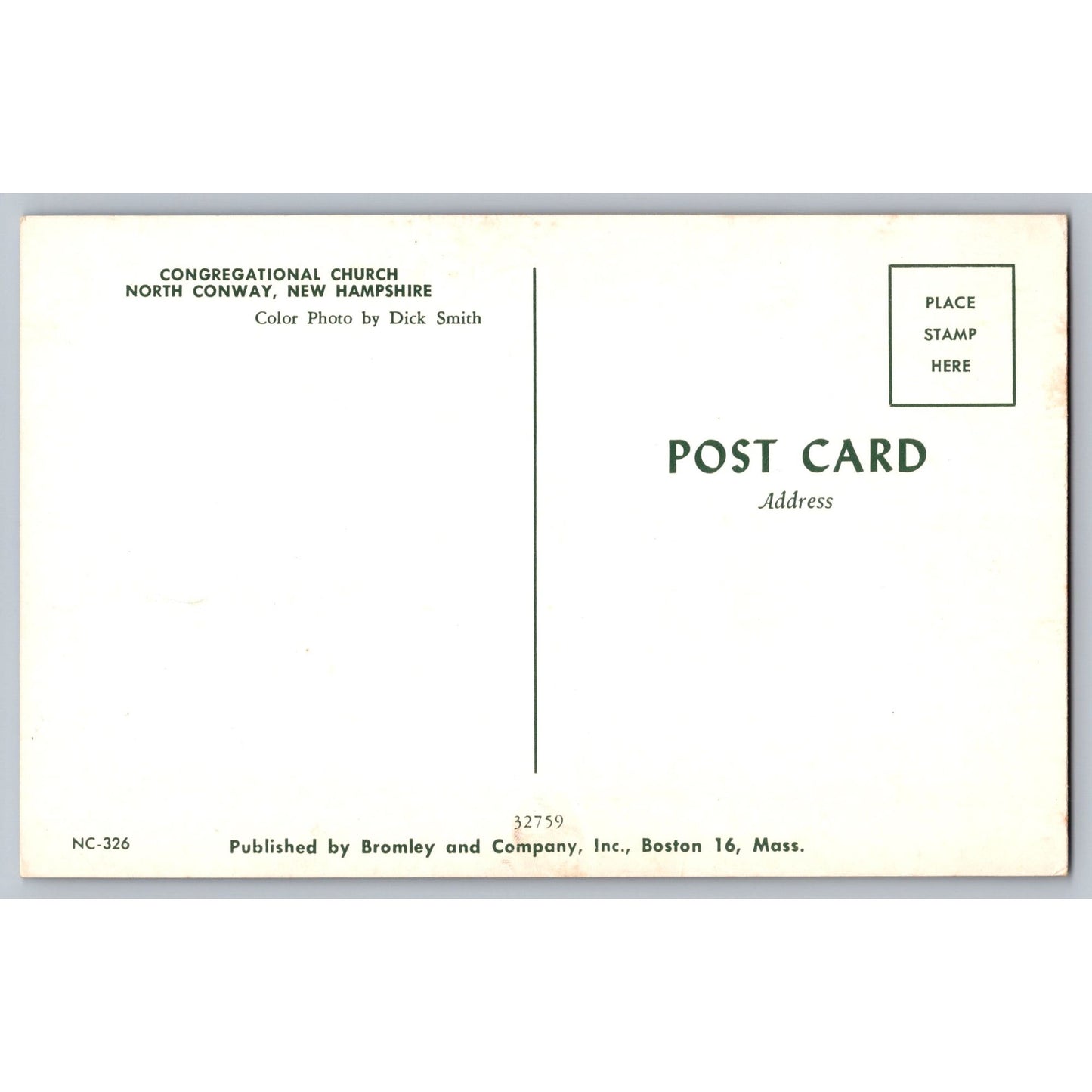 North Conway NH New Hampshire Congregational Church Chrome Postcard Bromley & Co
