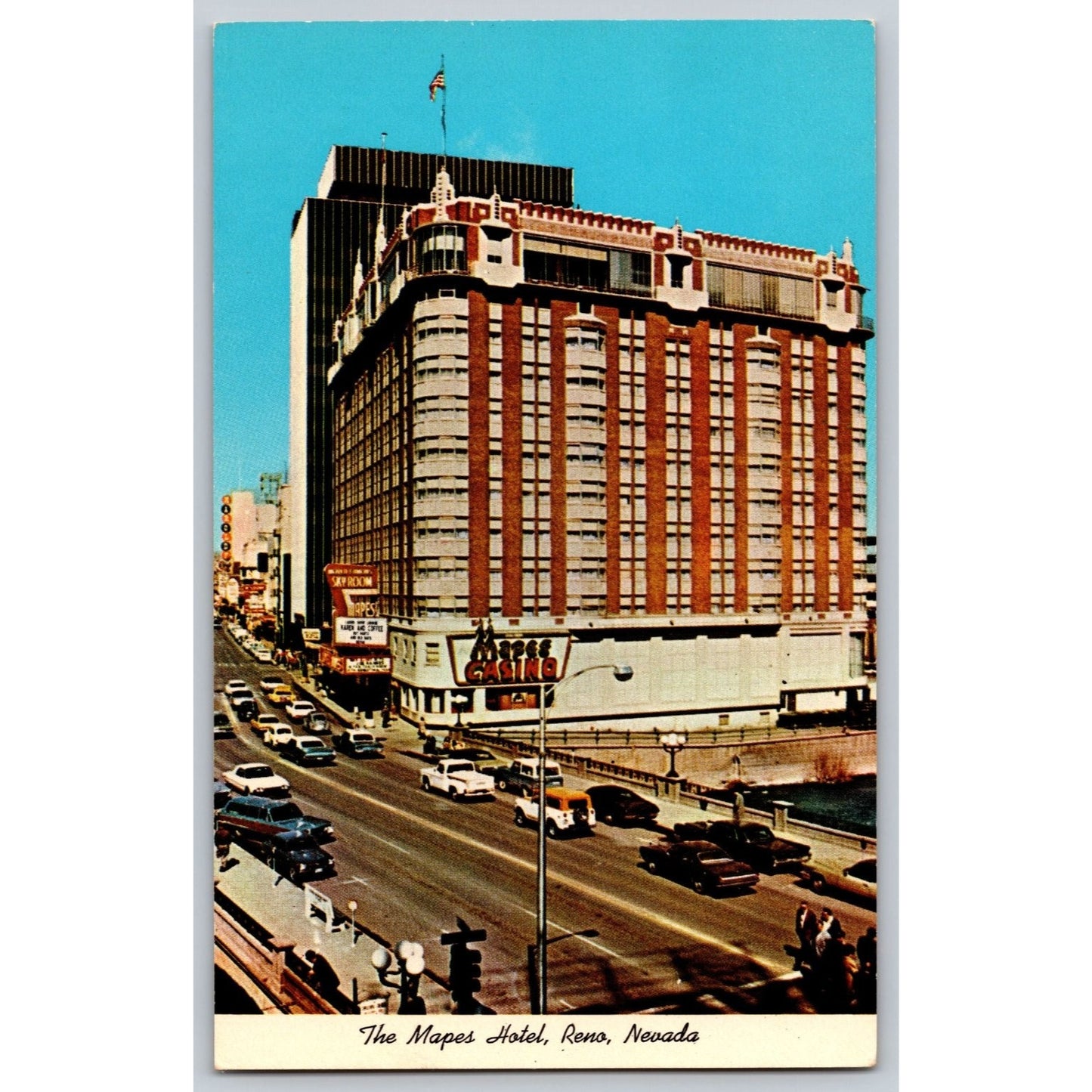 Reno NV Nevada The Mapes Hotel Casino Chrome Postcard Unused Curteichcolor