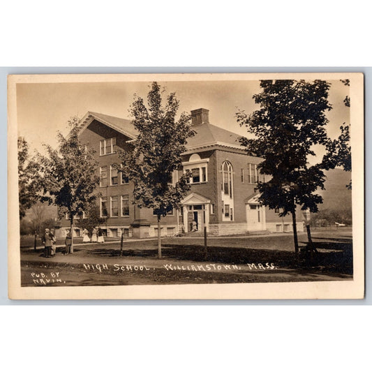 RPPC Williamstown MA Massachusetts High School Sepia Postcard Navin Pub