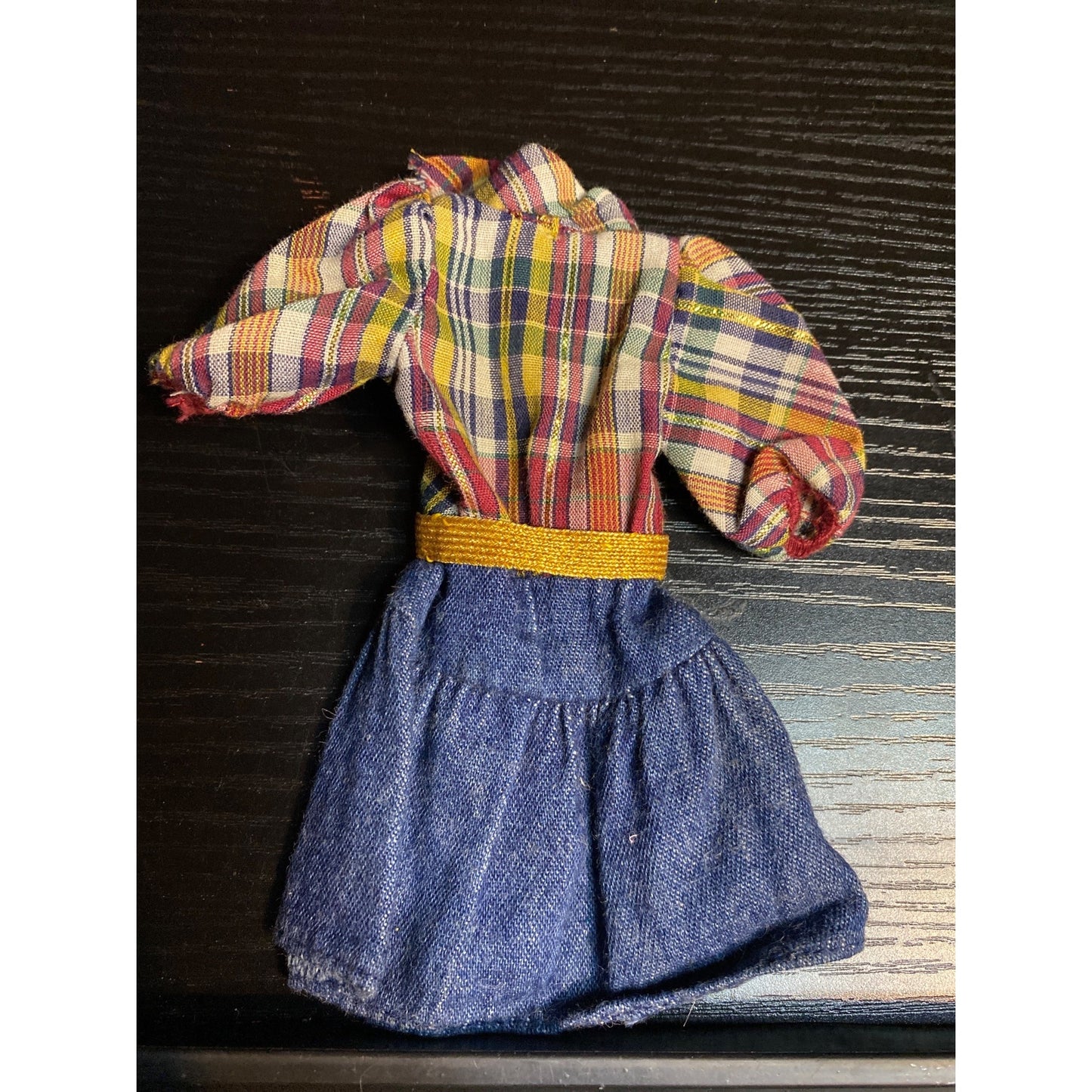 Barbie Fashion #5609 My First Fashion Plaid Denim Dress Outfit 1982
