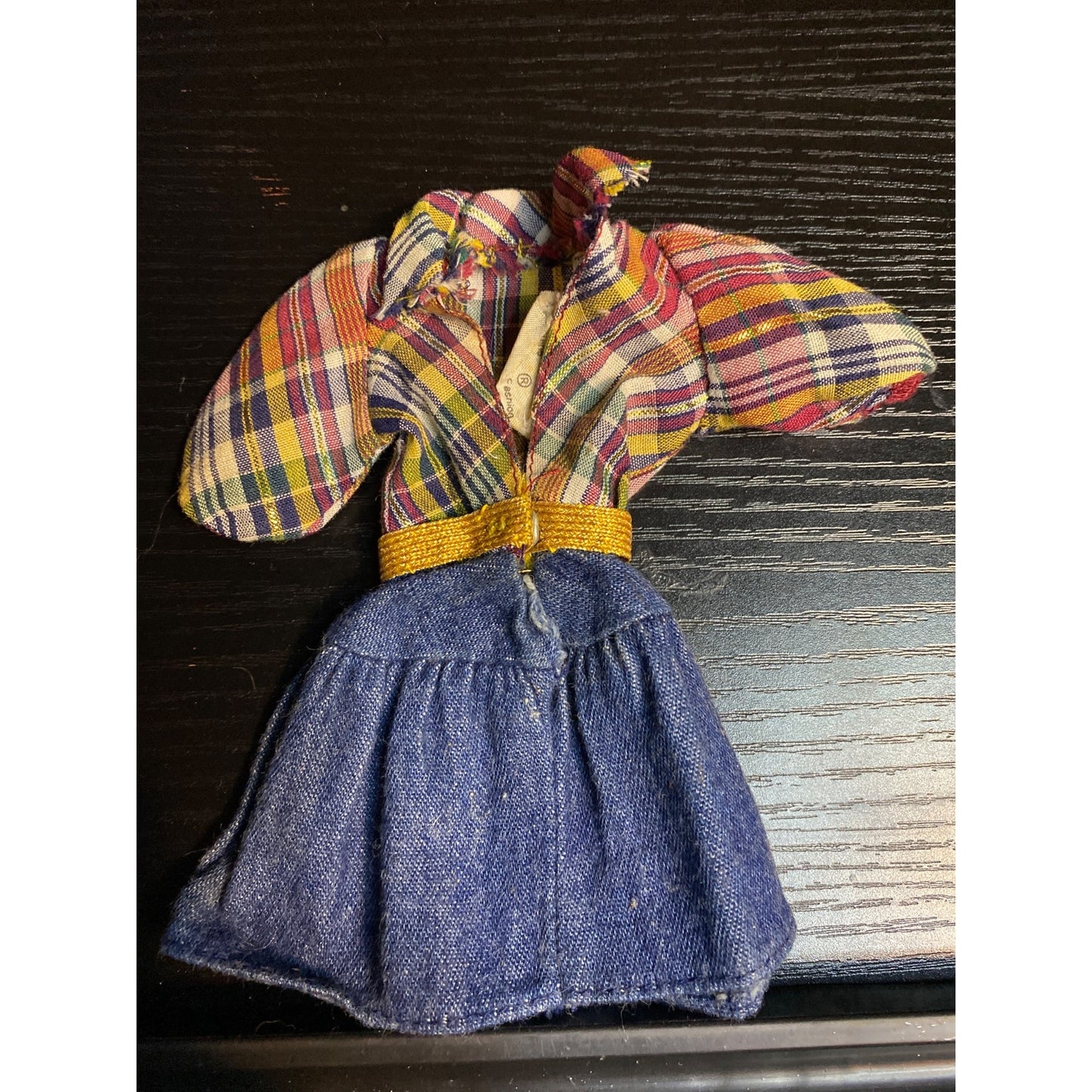 Barbie Fashion #5609 My First Fashion Plaid Denim Dress Outfit 1982
