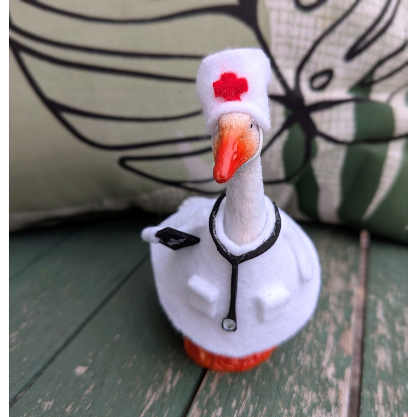 Custom Order Nurse Theme - 4" Goose Figurine With Handcrafted Outfit For Home Or Office Décor