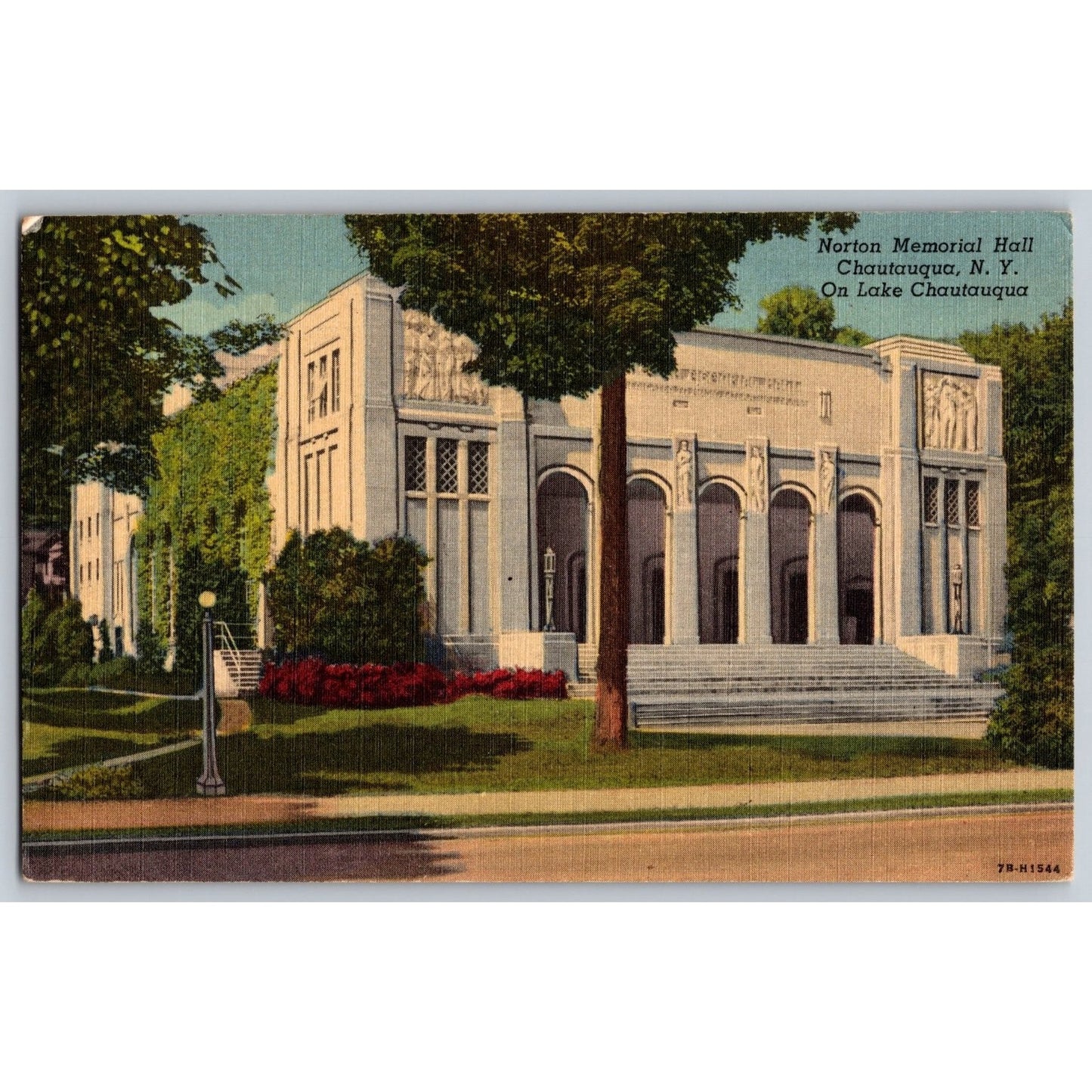 Chautauqua NY New York Norton Memorial Hall 1954 Linen Postcard