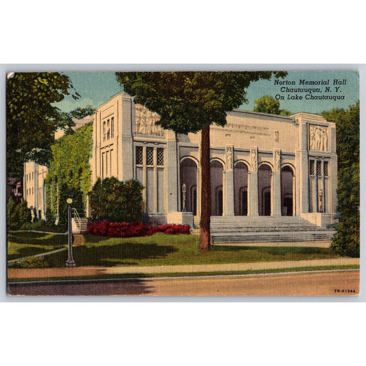 Chautauqua NY New York Norton Memorial Hall 1954 Linen Postcard