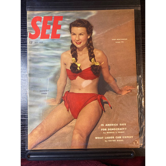 SEE Magazine July 1949 Dorothy Sykes Beachwear Mid Century Pin Up