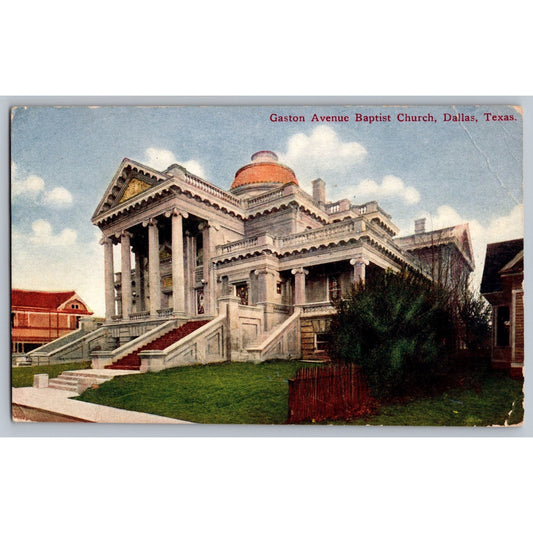 Dallas TX Texas Gaston Avenue Baptist Church Early 1900s Divided Back Postcard