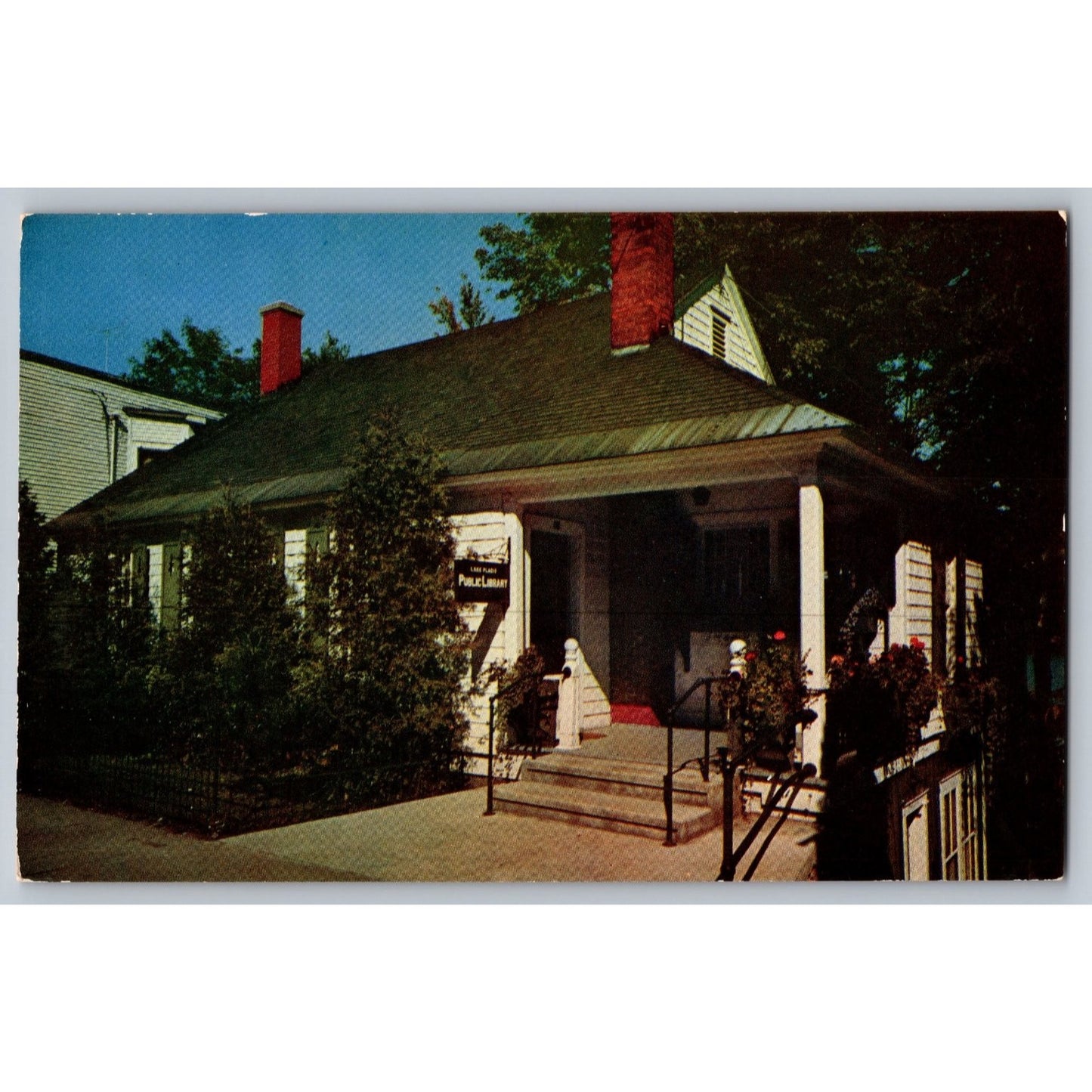 Lake Placid NY New York Public Library Chrome Postcard Unused Lanks