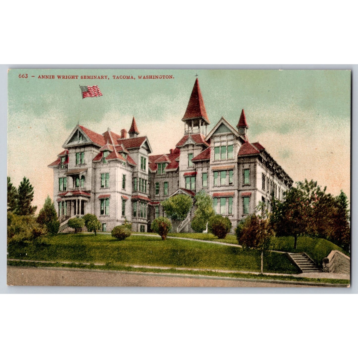 Tacoma WA Washington Annie Wright Seminary Divided Back Postcard Edward Mitchell
