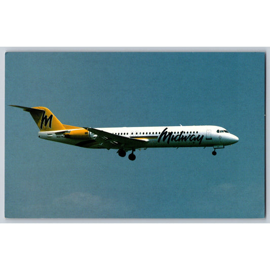 Airplane Midway Airlines Fokker 100 N107ML Washington National Airport Postcard