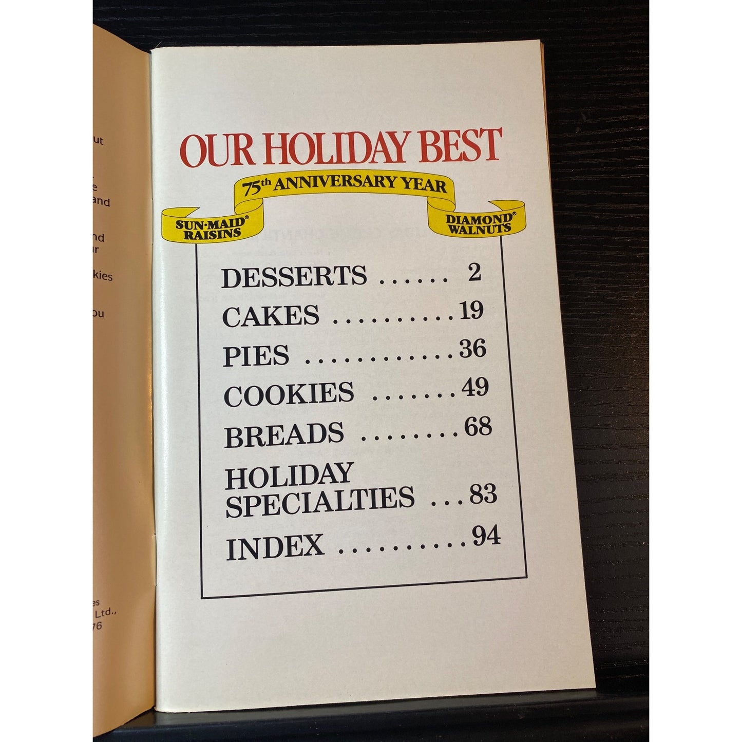 Best Recipes Cookbook Booklet Sun-Maid Raisins Diamond Walnuts 1987 Holiday