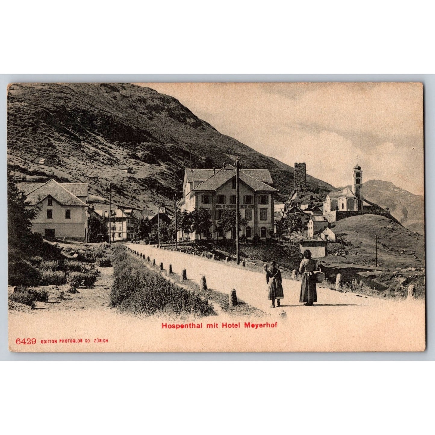 Lörrach Germany Hospenthal mit Hotel Meyerhof Swiss Divided Postcard Photoglob