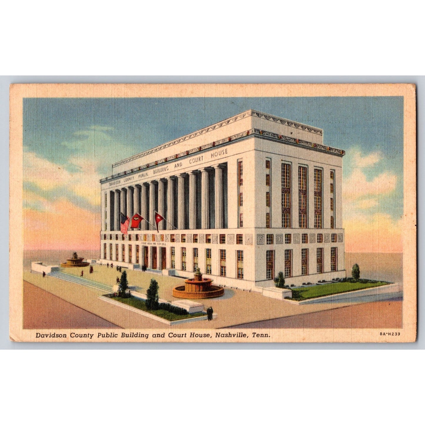 Nashville TN Tennessee Davidson County Public Building White Border Postcard Used