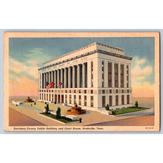 Nashville TN Tennessee Davidson County Public Building White Border Postcard Used