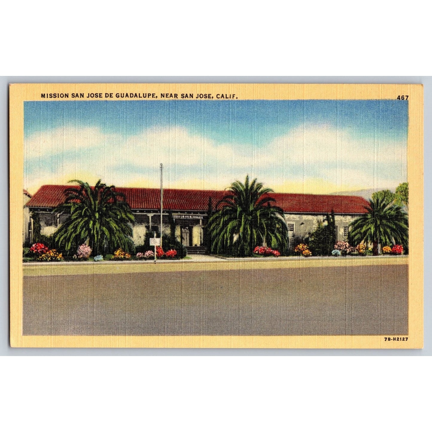 San Jose CA California Mission San Jose de Guadalupe Linen Postcard Unused