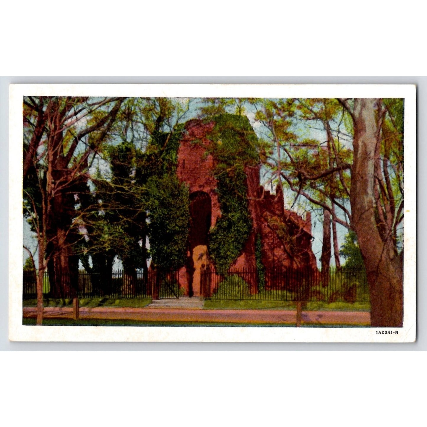 Jamestown VA Virginia Church Tower Graveyard Postcard Colonial Dames Gift