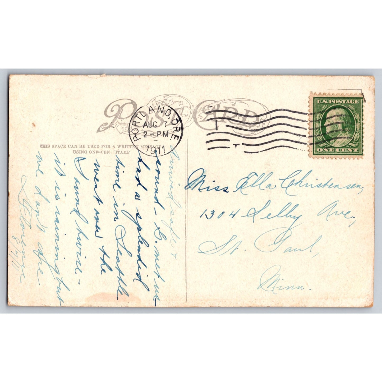 Portland OR Oregon Washington St Entrance To City Park 1911 Divided Postcard