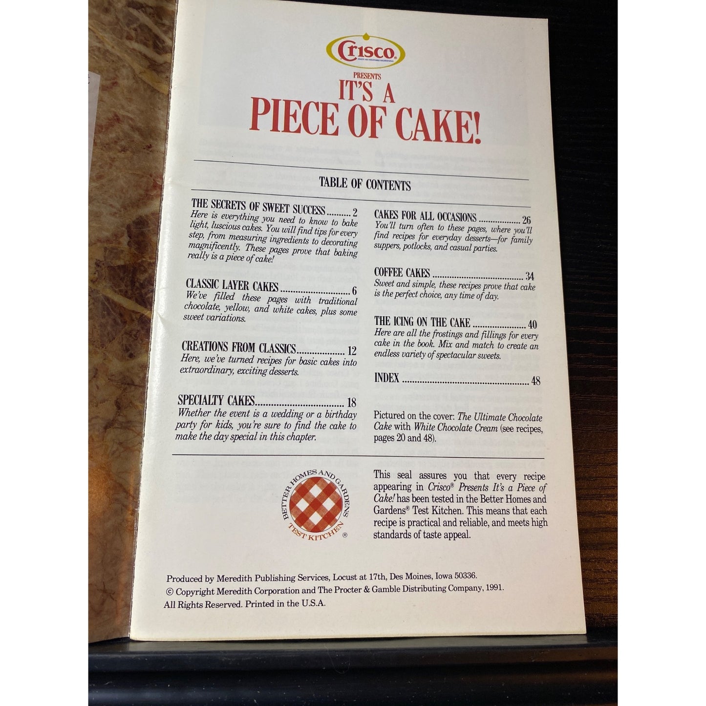 Crisco Its A Piece Of Cake 1991 Recipe Cookbook Booklet Baking Tips & Desserts