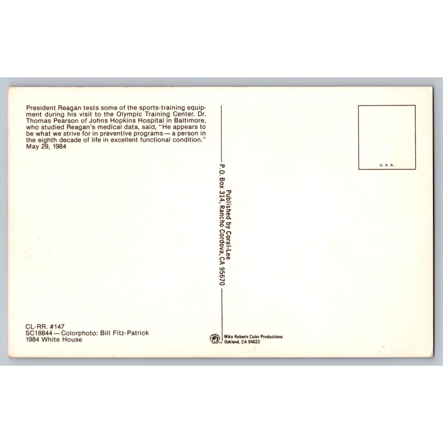 Postcard MD Maryland Baltimore John Hopkins Ronald Reagan Olympic Training Ctr