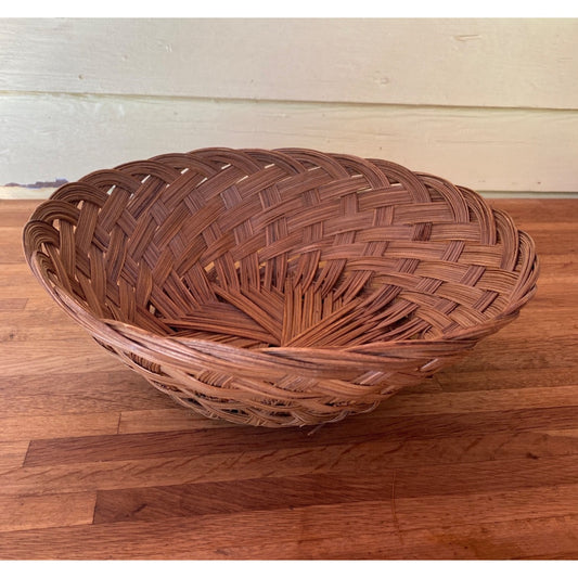 Handmade Woven Rattan Decorative Bowl 12-Inch Diameter Natural Brown Finish GT Label Made In The Philippines