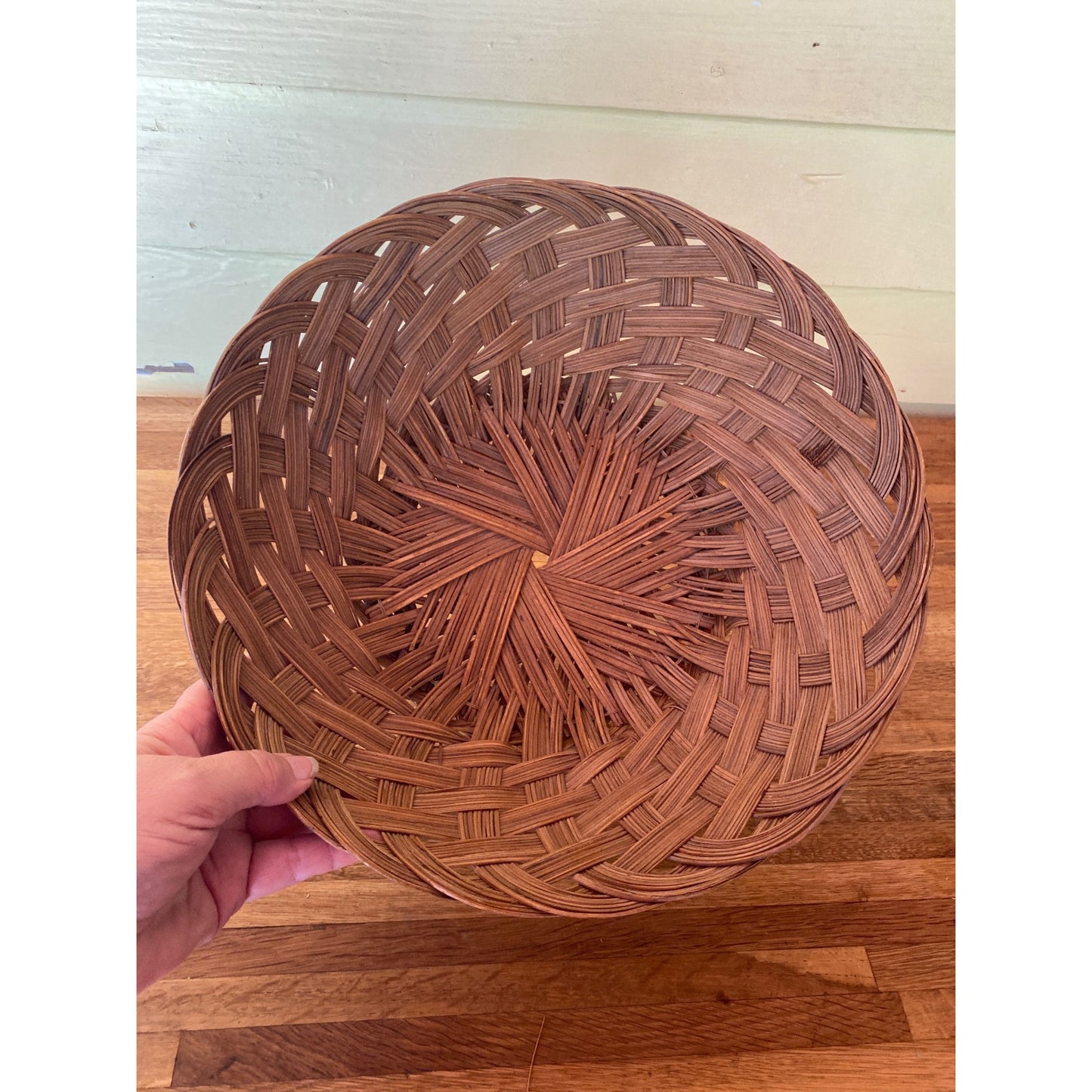 Handmade Woven Rattan Decorative Bowl 12-Inch Diameter Natural Brown Finish GT Label Made In The Philippines