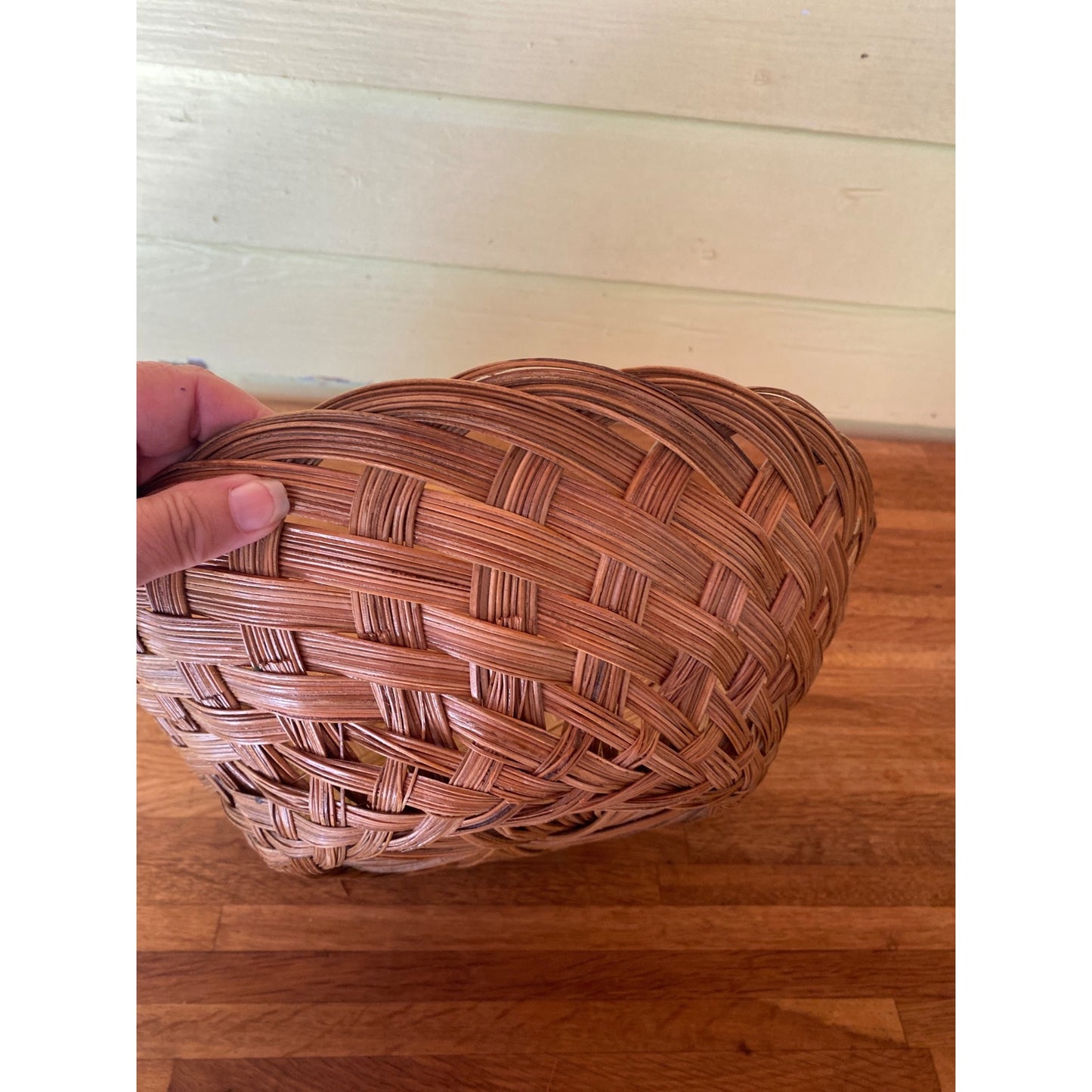 Handmade Woven Rattan Decorative Bowl 12-Inch Diameter Natural Brown Finish GT Label Made In The Philippines