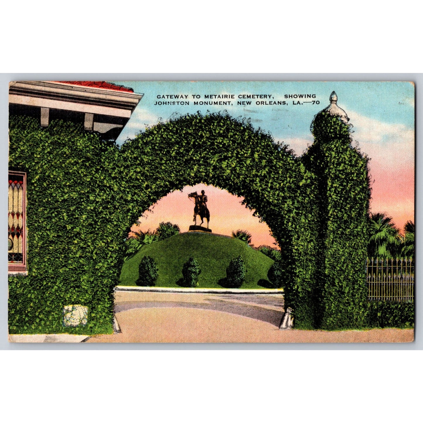 New Orleans LA Louisiana Metairie Cemetery 1937 Divided Back Postcard Used