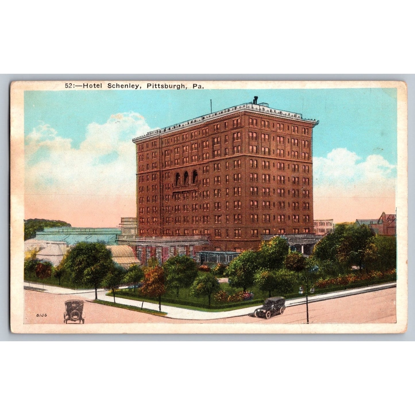 Pittsburgh PA Pennsylvania Hotel Schenley White Border Postcard H.A. Schaefer