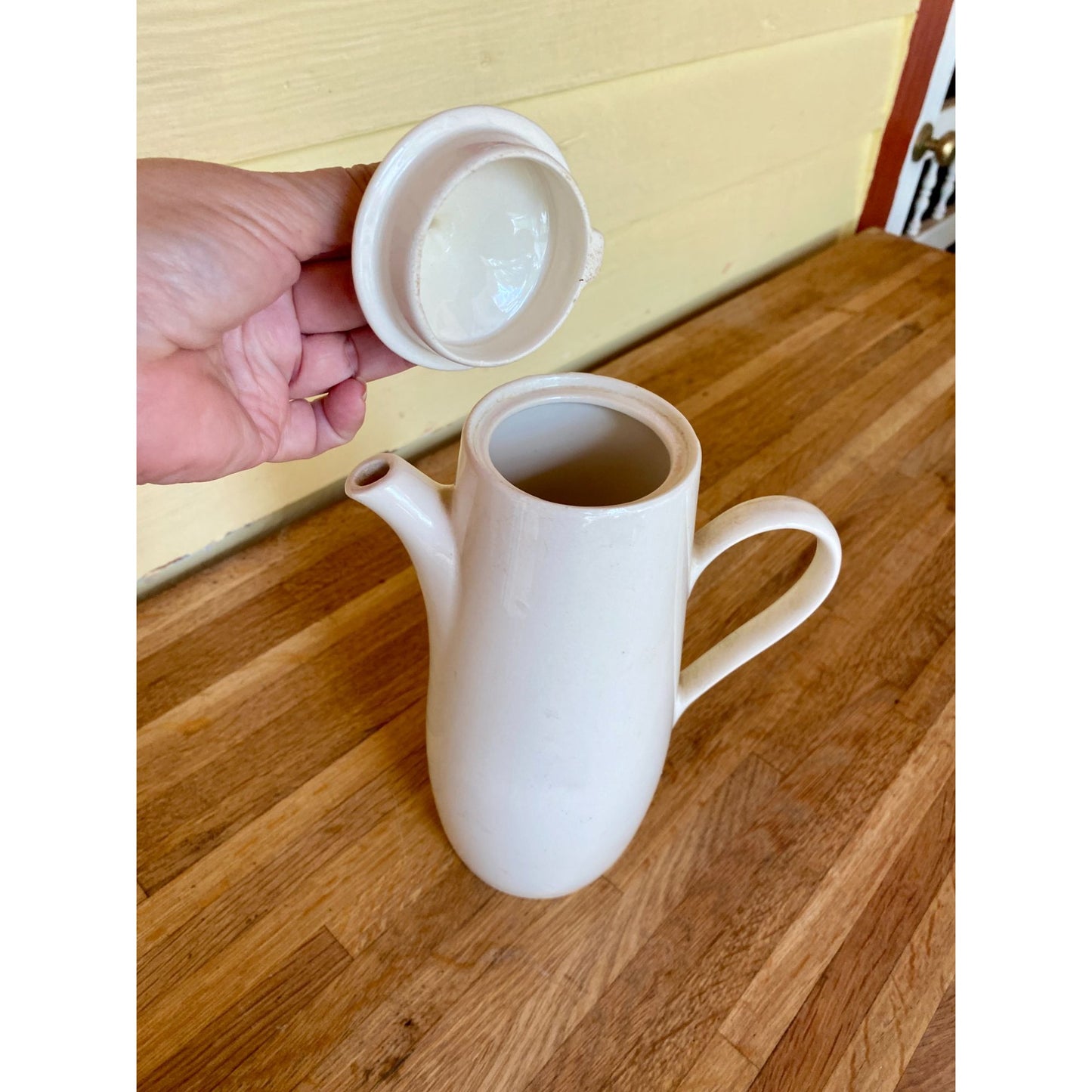 Franciscan Whitestone Ware Pattern Cloud Nine 10" Tall Coffee or Teapot Minimalist Design MCM