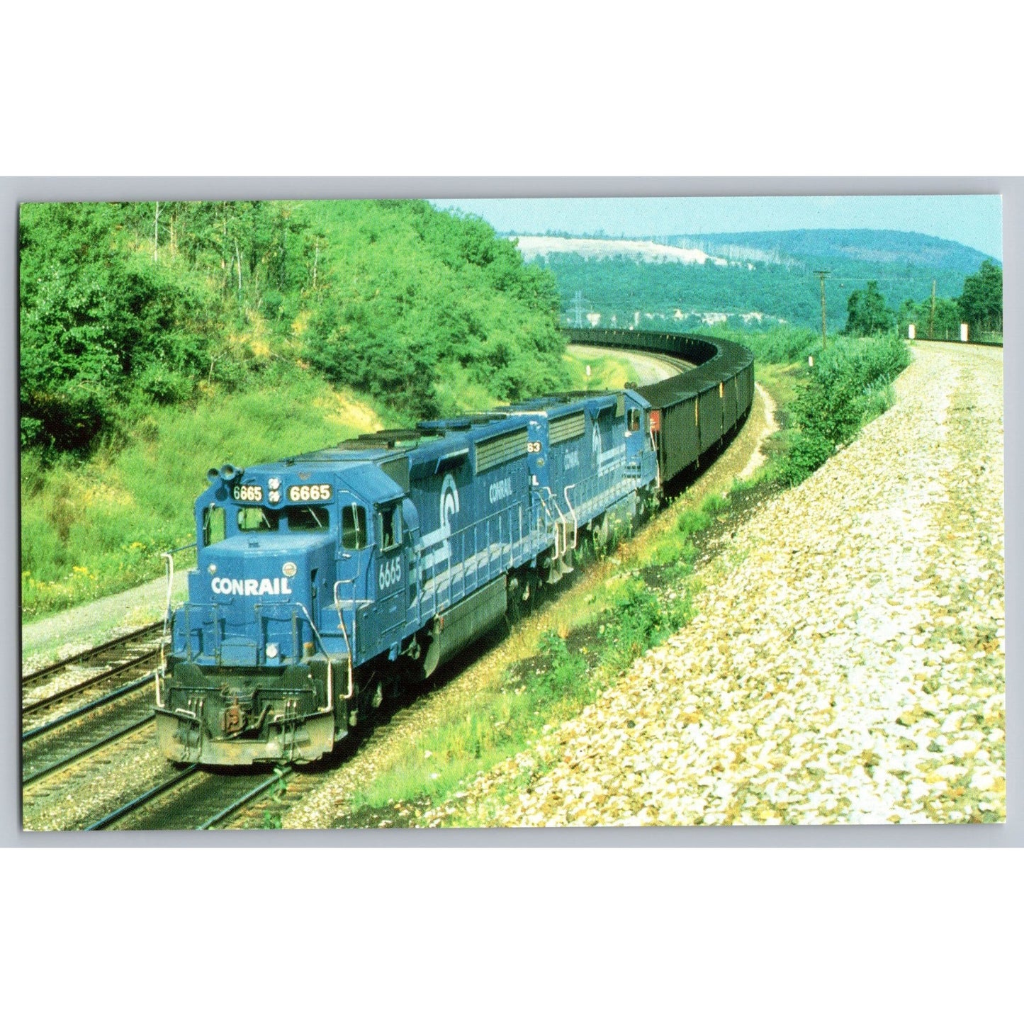 Tunnel Hill PA Conrail EMD SD45-2 Train #6665 Coal Train 1985 Postcard MJ624
