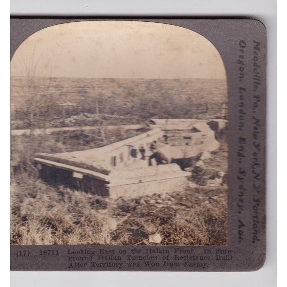 Italian Trenches Stereoview Keystone View Co. 1910s WWI Battlefield