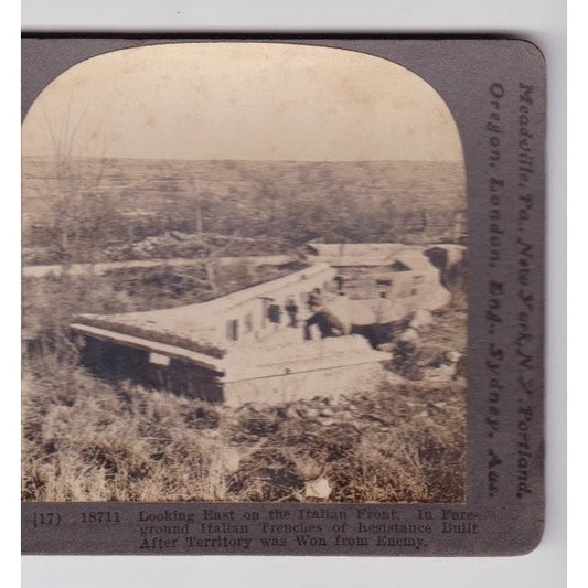 Italian Trenches Stereoview Keystone View Co. 1910s WWI Battlefield