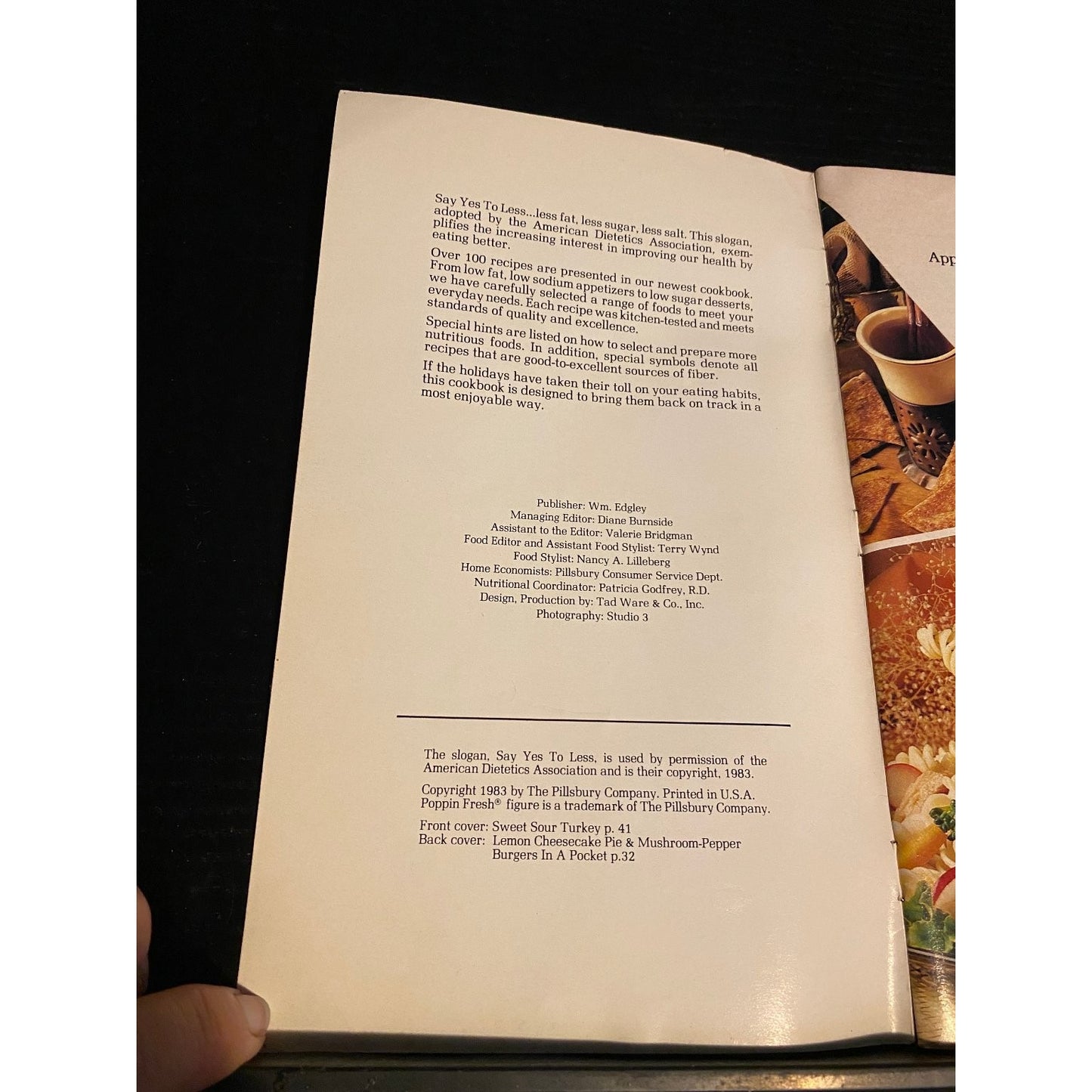 Pillsbury Classic Cookbook Booklet 1983 Say Yes To Less - Low Fat Low Sugar Low
