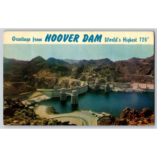 Boulder City NV Nevada View from Arizona Hoover Dam 1960 Postcard Mike Roberts