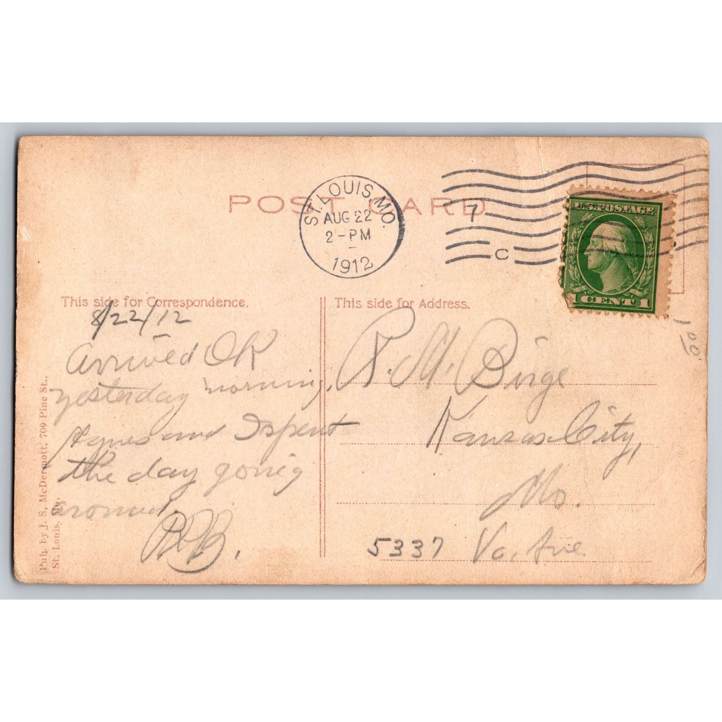 St Louis MO Missouri Union Station 1912 Divided Back Postcard Used