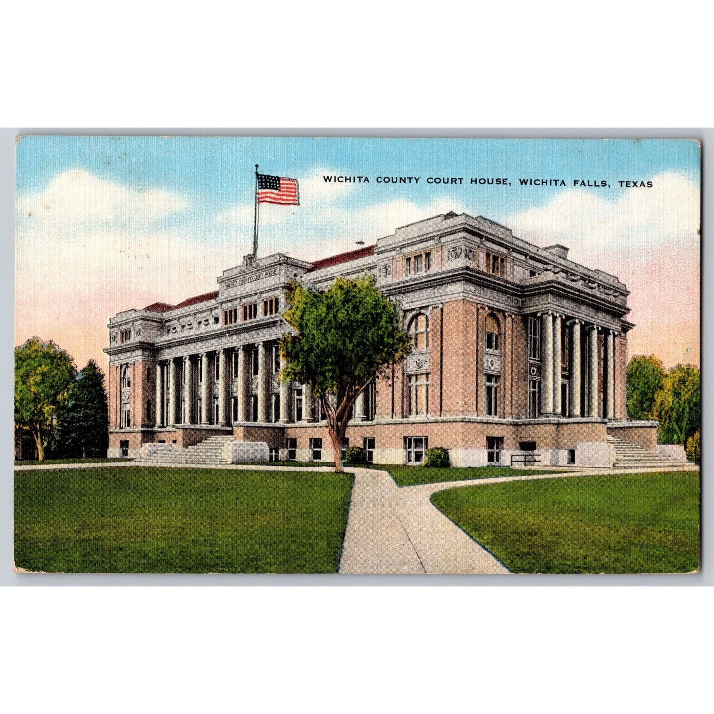 Wichita Falls TX Texas Wichita County Court House 1942 Linen Postcard Used