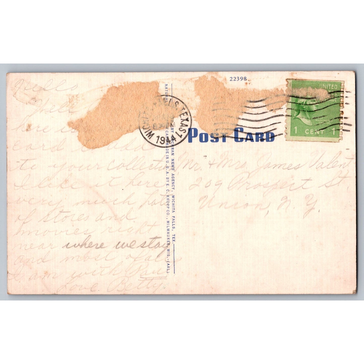Wichita Falls TX Texas Wichita County Court House 1942 Linen Postcard Used