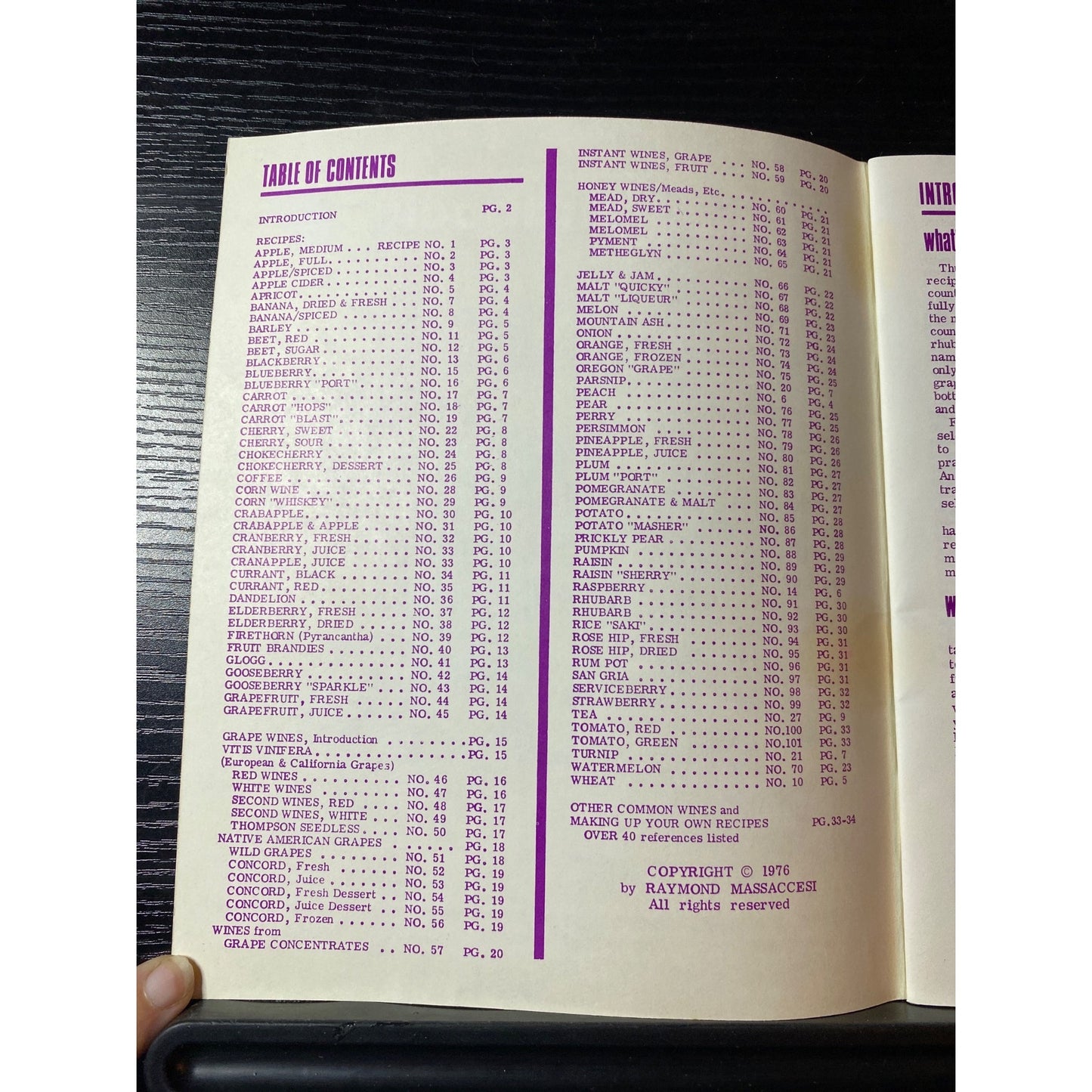 Winemakers Recipe Handbook 1976 Cookbook Booklet Raymond Massaccesi