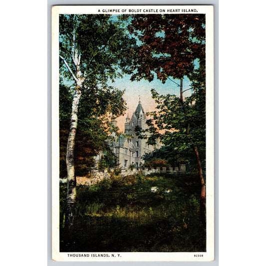 Thousand Islands NY New York Boldt Castle Heart Island White Border Postcard