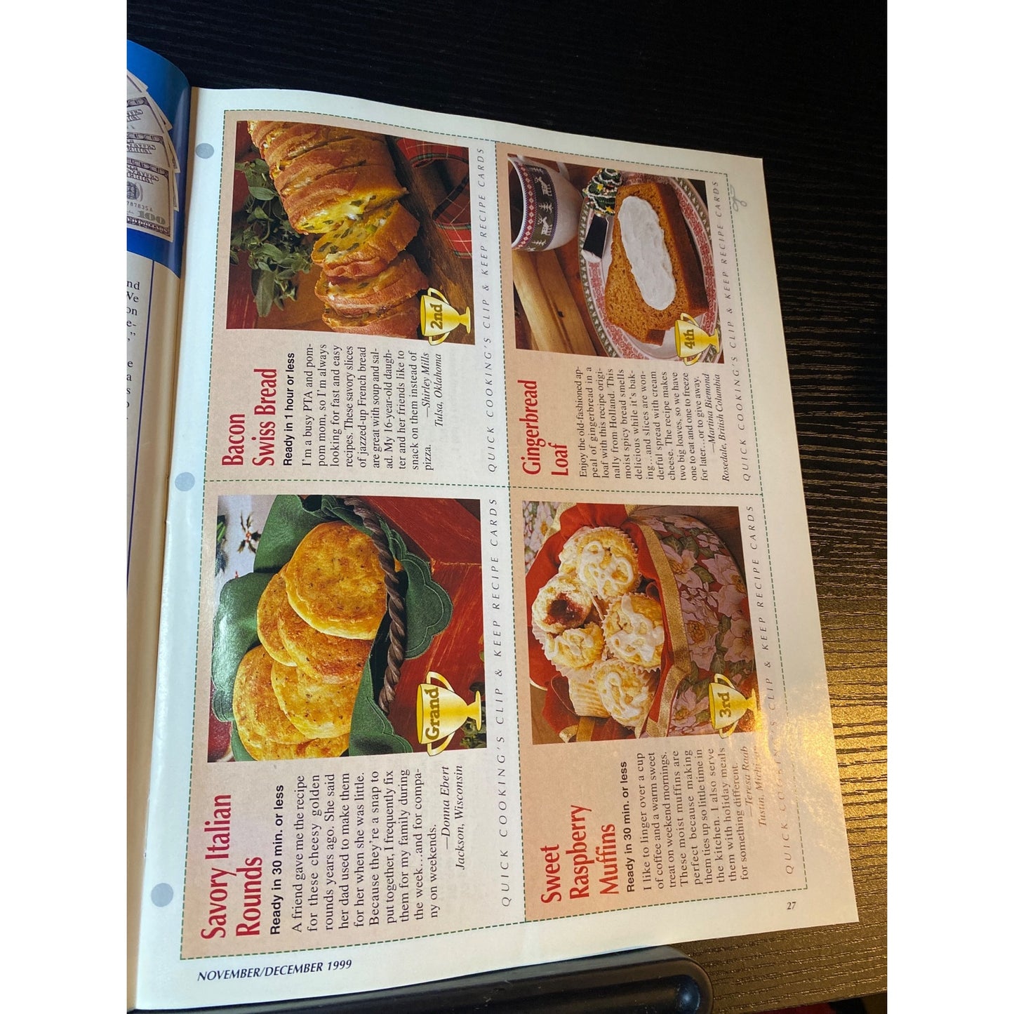 Taste Of Homes Quick Cooking Magazine Nov/December 1999 Festive Holiday Recipes
