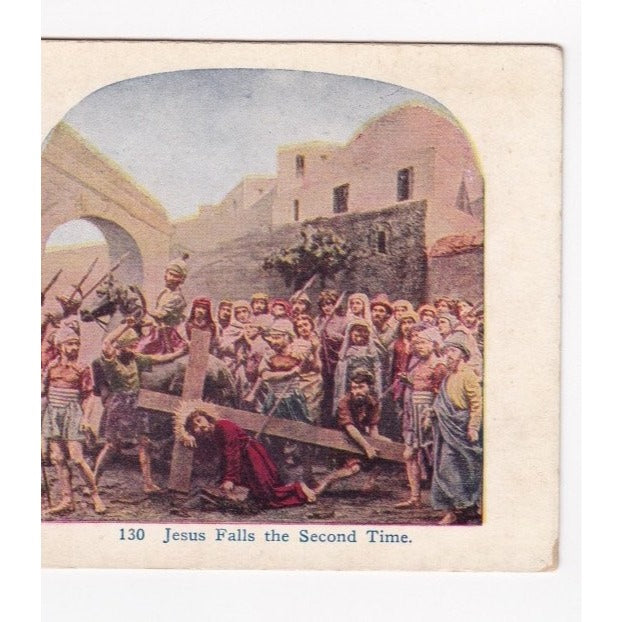Jesus Falls the Second Time Stereoview AC Co 1925 Religious Scene